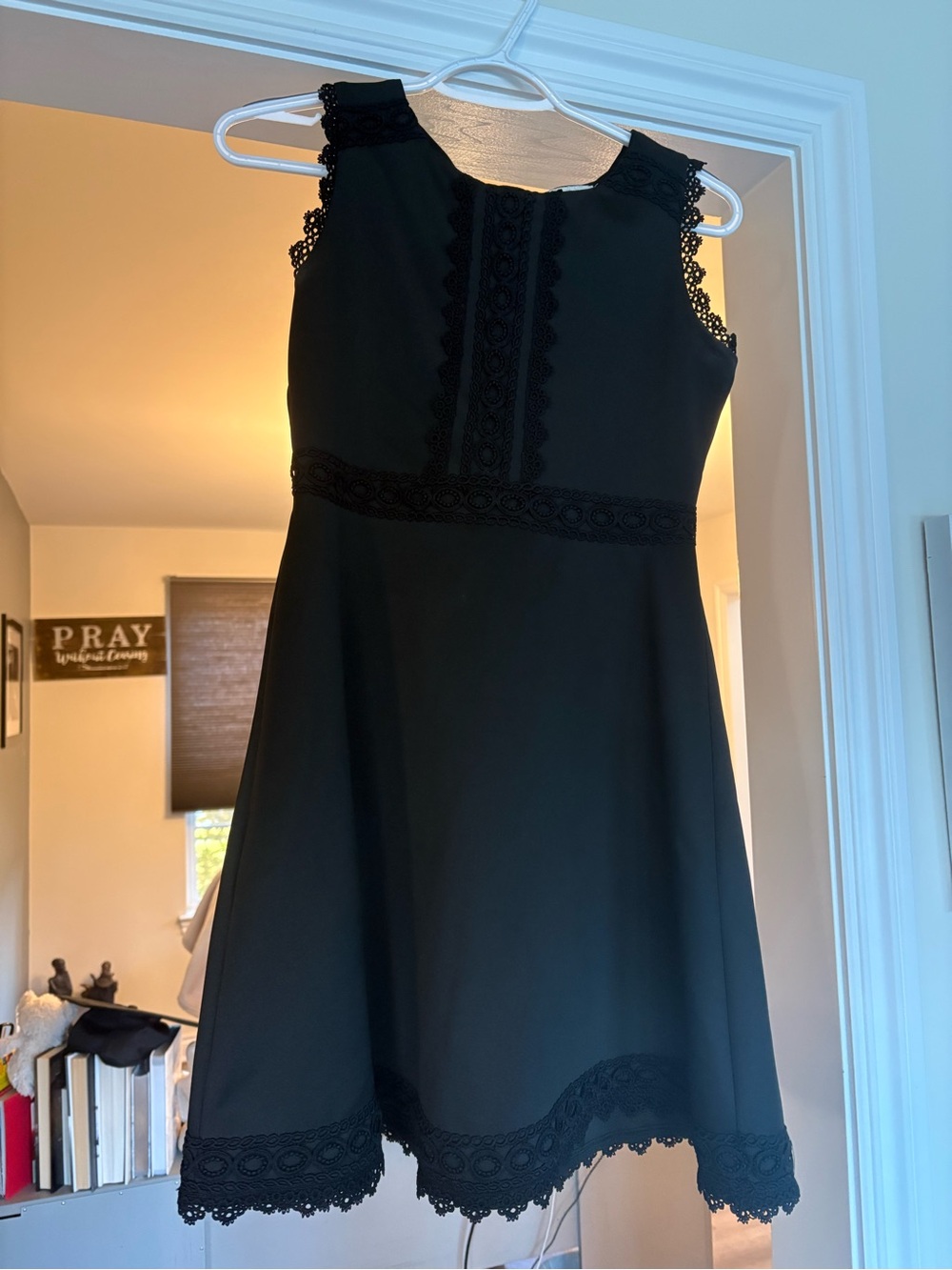 Rare Editions Black Lace Trim A-Line Dress